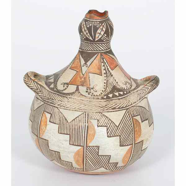 Appraisal: Acoma Handled Jar globular shape with constricted neck and bulbous