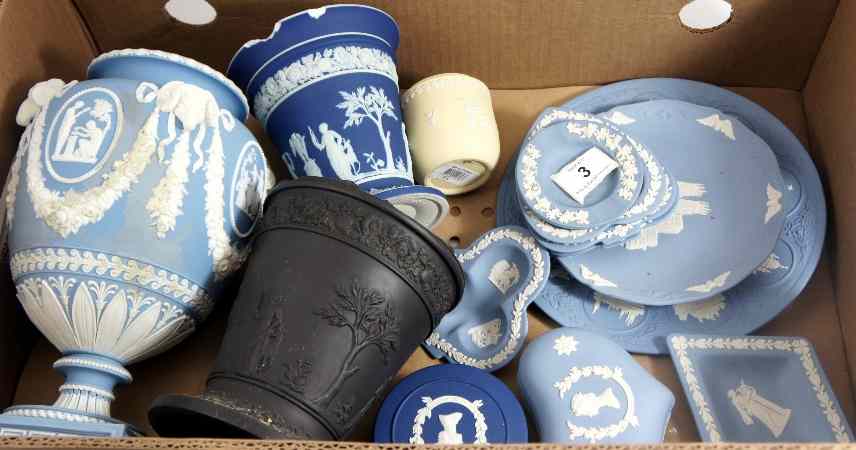 Appraisal: A collection of Wedgwood Jasperware to include Large Urn cover