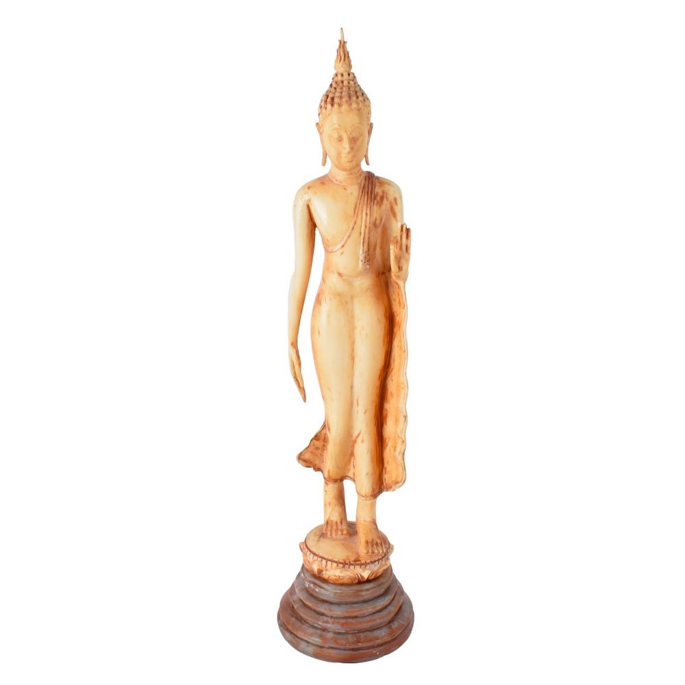 Appraisal: Thai Buddha Figurine Thai Carved Walking Buddha Ivory Figurine on