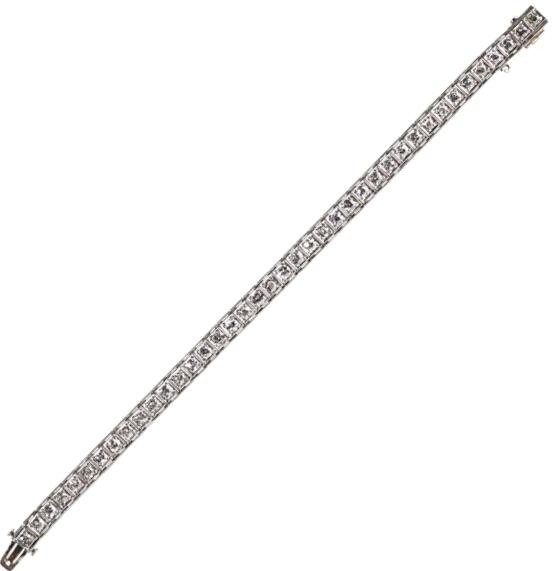 Appraisal: ART DECO DIAMOND PLATINUM LINE BRACELET Straight ribbon of OEC