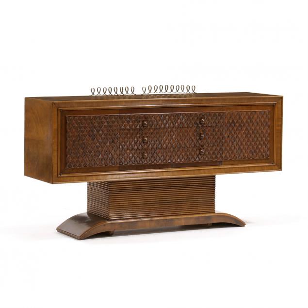 Appraisal: ITALIAN ART DECO WALNUT BUFFET s high grade figured walnut