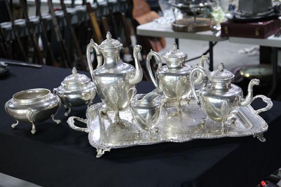 Appraisal: SEVEN PIECE SILVER TEA COFFEE SERVICE All with foliate motifs