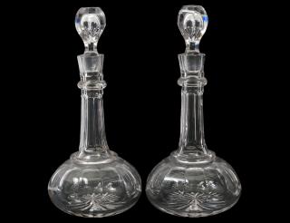 Appraisal: PAIR OF CUT GLASS DECANTERS Each of bottle form cut