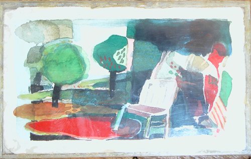 Appraisal: Artist Shepler Joseph Contemporary American Title Chair Trees abstract Woman