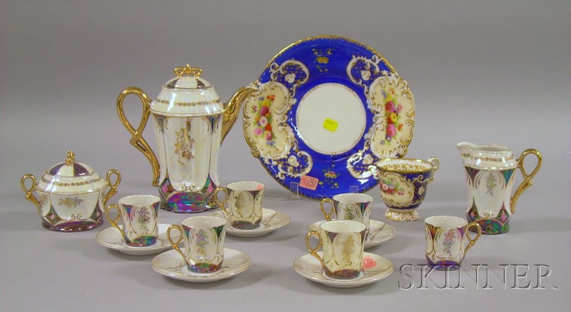 Appraisal: Copeland Gilt and Hand-painted Porcelain Pastry Plate and Footed Cup