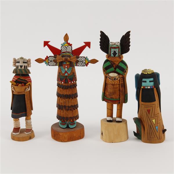 Appraisal: Four Native American Hopi Kachina Dolls Signed Karen Komolestewa Ray