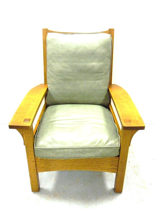 Appraisal: Contemporary Stickley ''Lounge Chair'' armchair oak slat back with open