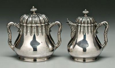 Appraisal: Charleston coin silver creamer sugar pear shapes with scalloped rim