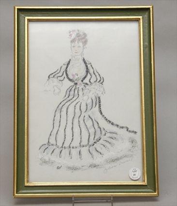 Appraisal: Watercolor and Pencil of a Lady Signed Oliver Messel Provenance