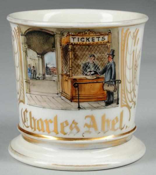 Appraisal: Ticket Taker Shaving Mug Description Marked with the name Charles