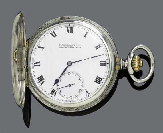 Appraisal: SAVONNETTE OBSERVATION POCKET WATCH PATEK PHILIPPE ca Silver Engine-turned silver