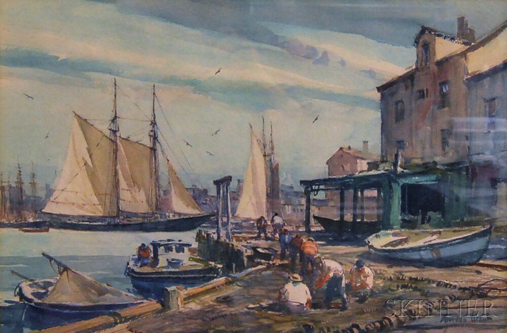 Appraisal: Gordon Hope Grant American - Gloucester Docks Signed Gordon Grant