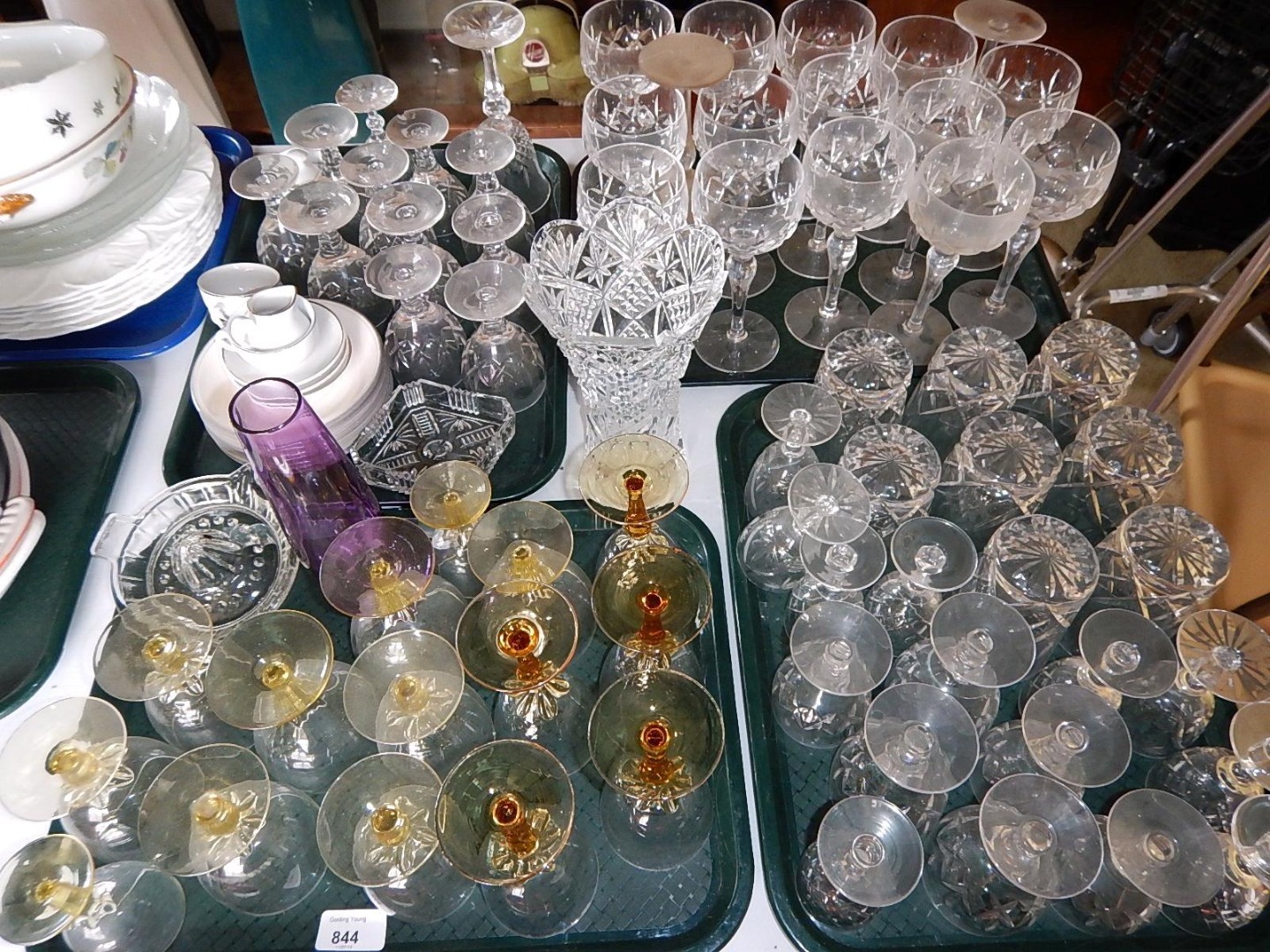 Appraisal: A collection of cut and other drinking glasses etc trays