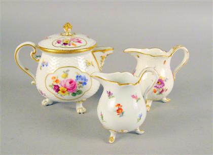 Appraisal: Group of three Meissen porcelain cream jugs Comprising two small