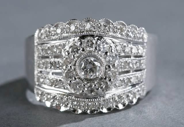 Appraisal: Diamond and kt white gold ladies band A Diamond and