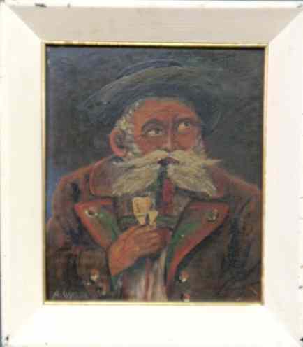 Appraisal: Oil on board portrait of a German man with a