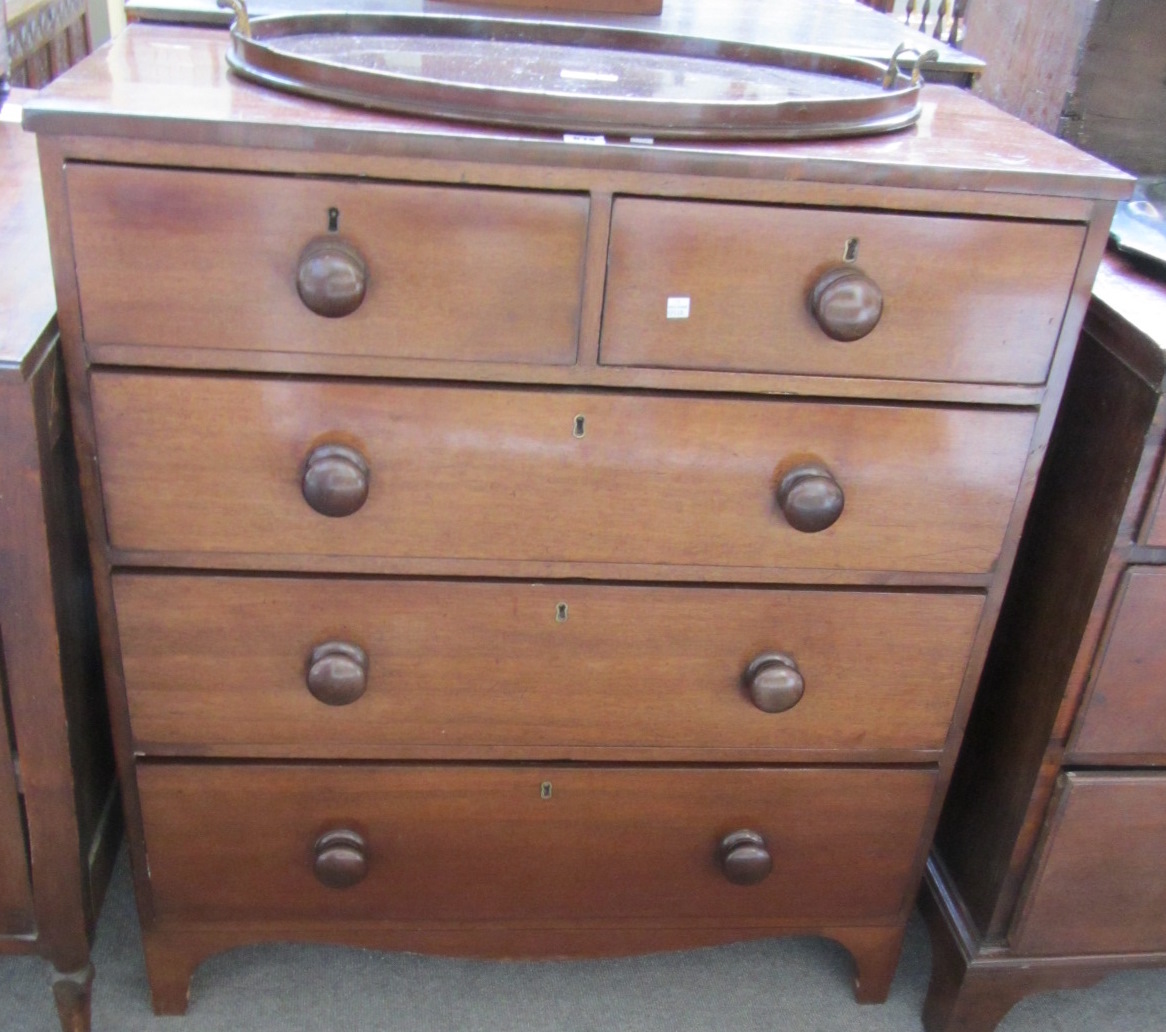 Appraisal: A George III mahogany chest of two short and three