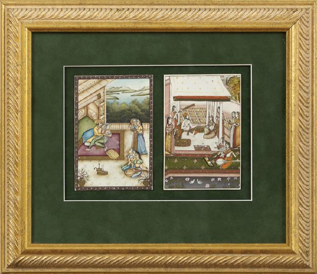 Appraisal: Framed Group of Two Indian Miniature Paintings on Ivory each