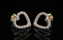 Appraisal: Tiffany Co Sterling Silver and Gold Twisted Open Heart Earrings