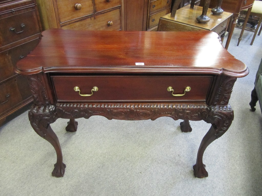 Appraisal: Reproduction Chippendale style single drawer side table