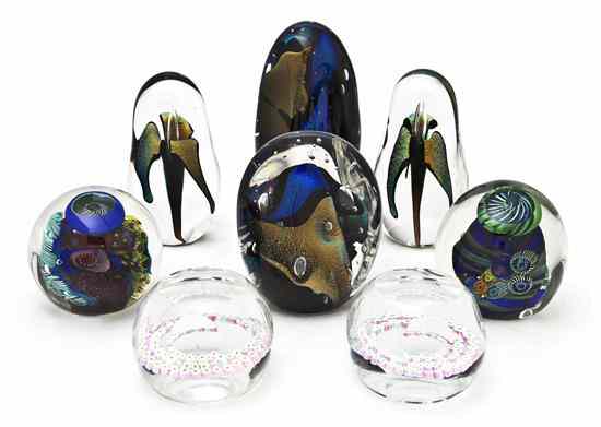 Appraisal: A Collection of Eight Glass Paperweights comprising four pairs of