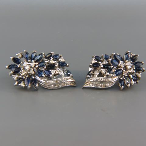 Appraisal: Sapphire Diamond Earrings diamonds totaling carat and deep blue marquise