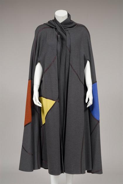 Appraisal: Koos van der Akker wool jersey cape s Voluminous gray