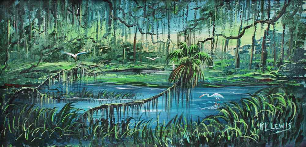 Appraisal: LEWIS Robert Lewis American th Century Florida Highwaymen backwaters scene