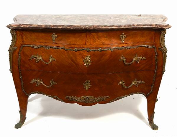 Appraisal: A Louis XV style gilt bronze mounted commode with marble