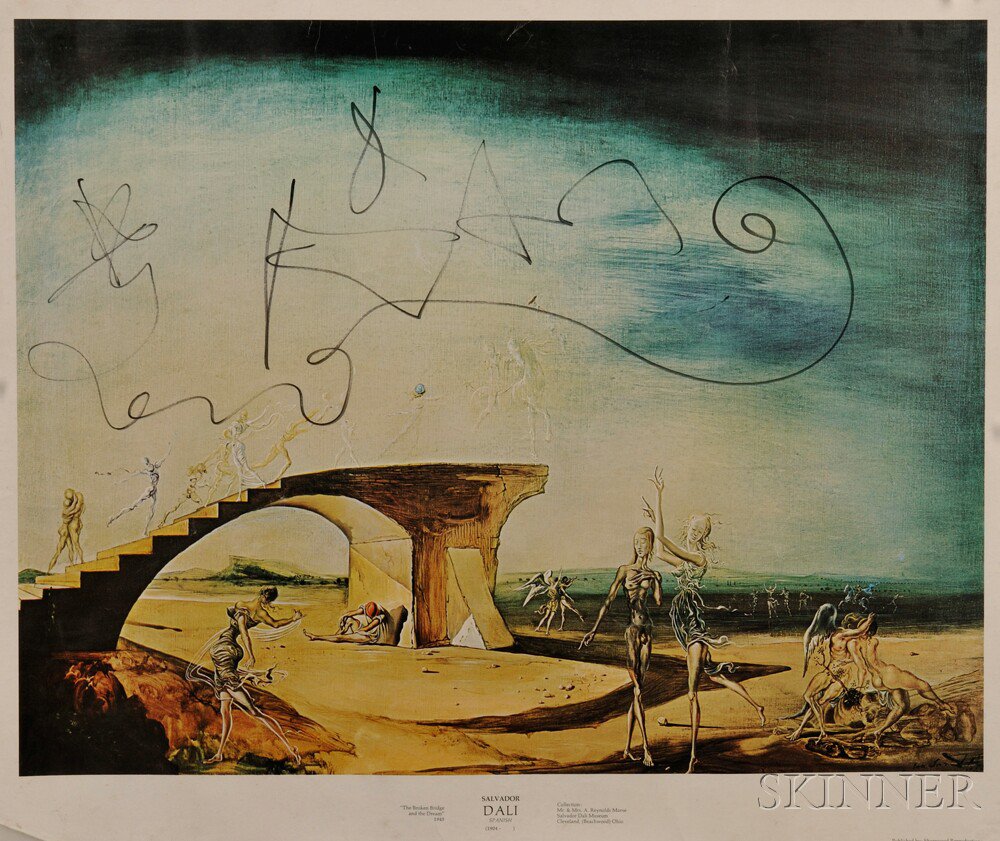 Appraisal: Dal Salvador - Signed Poster The Broken Bridge and the