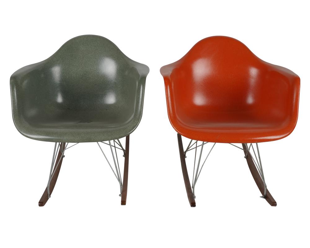 Appraisal: TWO MODERNICA EAMES-STYLE ROCKERSwith manufacturer's molded mark molded fiberglass metal