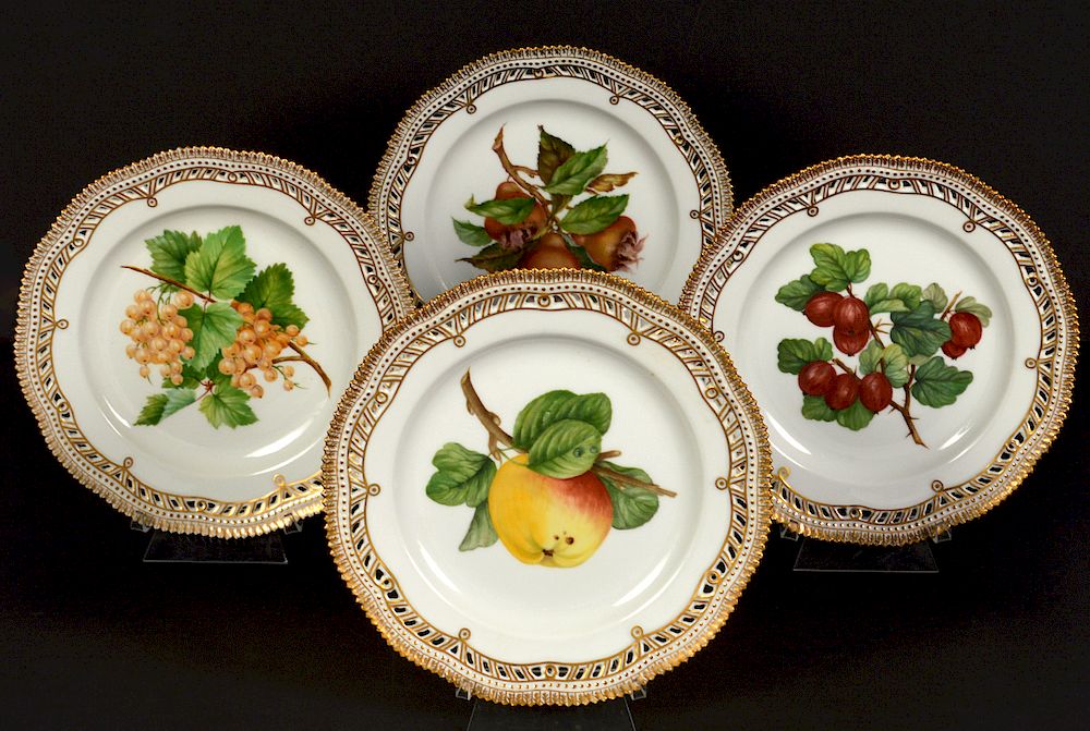 Appraisal: Royal Copenhagen Flora Danica Luncheon Plates Royal Copenhagen Flora Danica