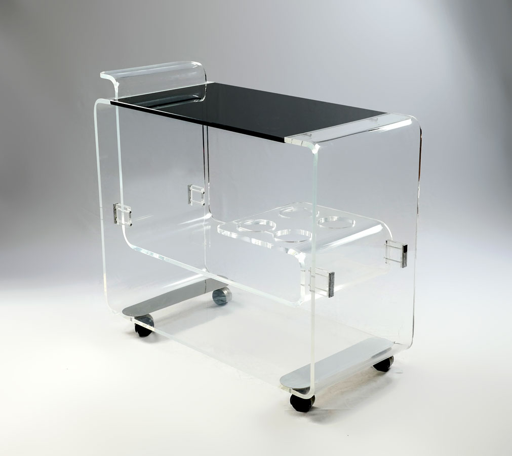 Appraisal: LION IN FROST MODERN LUCITE BAR CART ON CASTORS Shaped