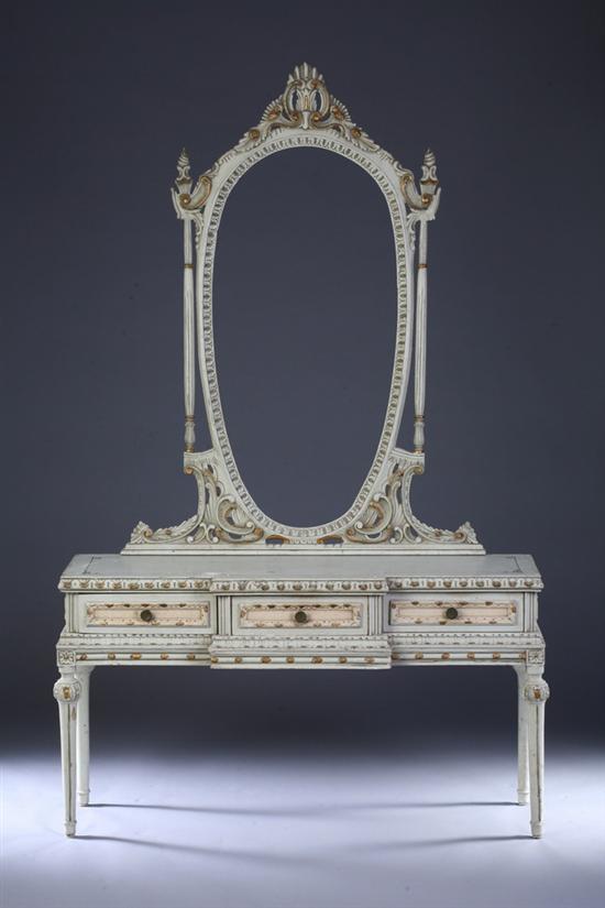 Appraisal: CONTINENTAL NEOCLASSICAL STYLE PAINTED AND PARCEL-GILT VANITY Late th century