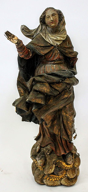 Appraisal: A LATE TH CENTURY CONTINENTAL PAINTED AND GILDED GESSO FIGURE