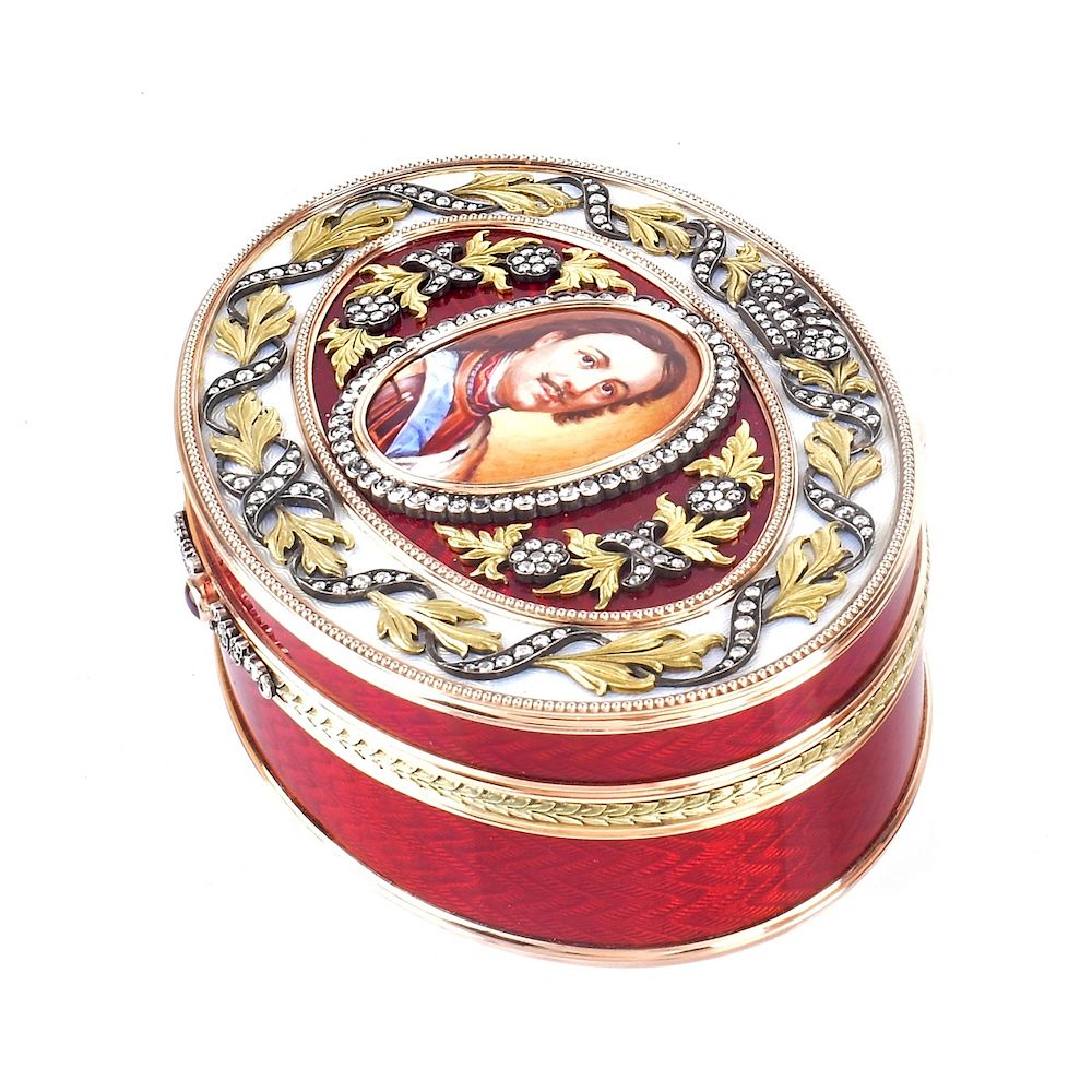 Appraisal: Contemporary Faberge K Gold and Enamel Box Very Fine Contemporary