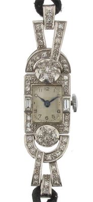 Appraisal: A ladies diamond set wristwatch Cord band