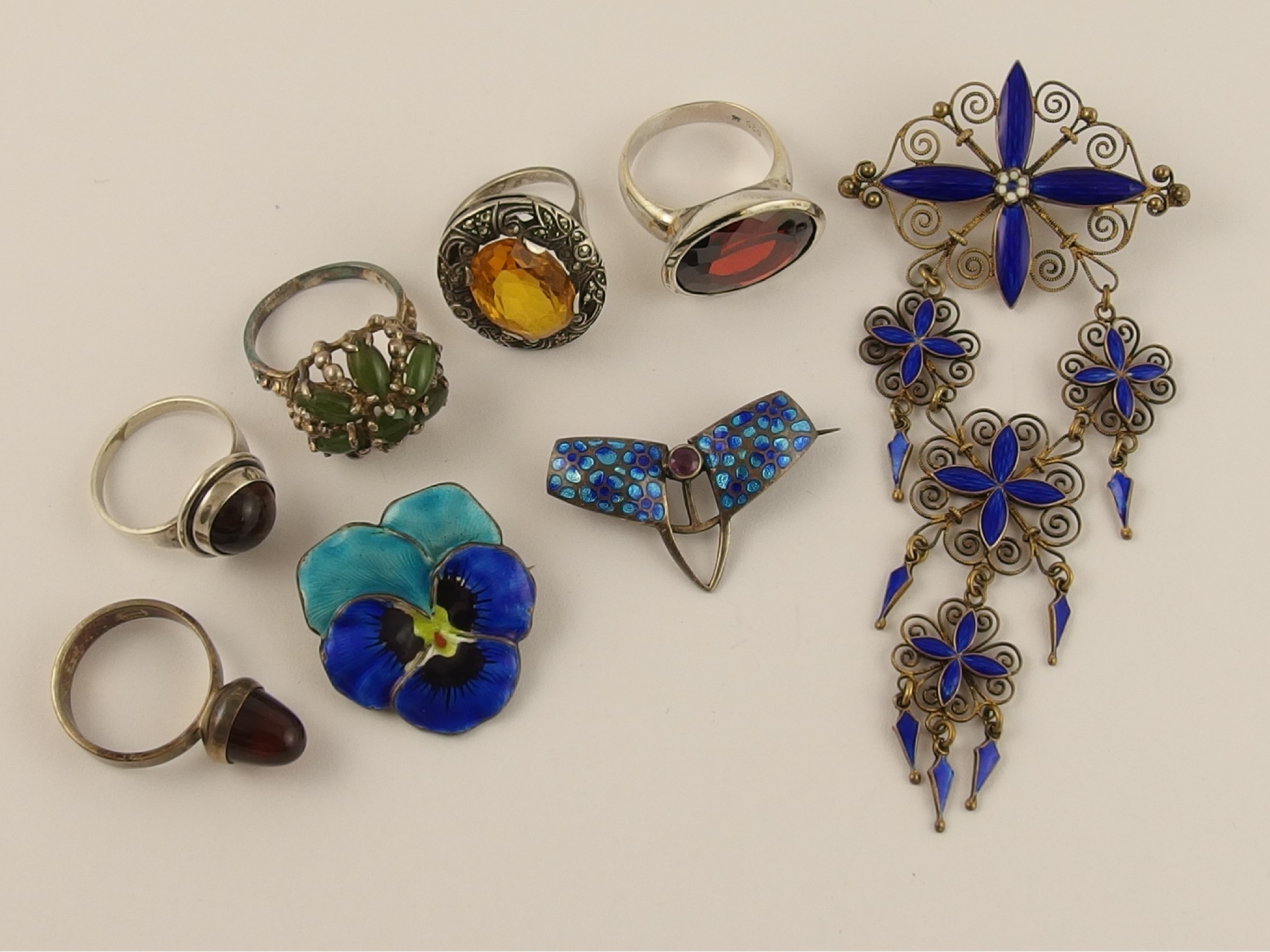 Appraisal: A Norwegian traditional enamelled brooch by Marius Hammer a silver