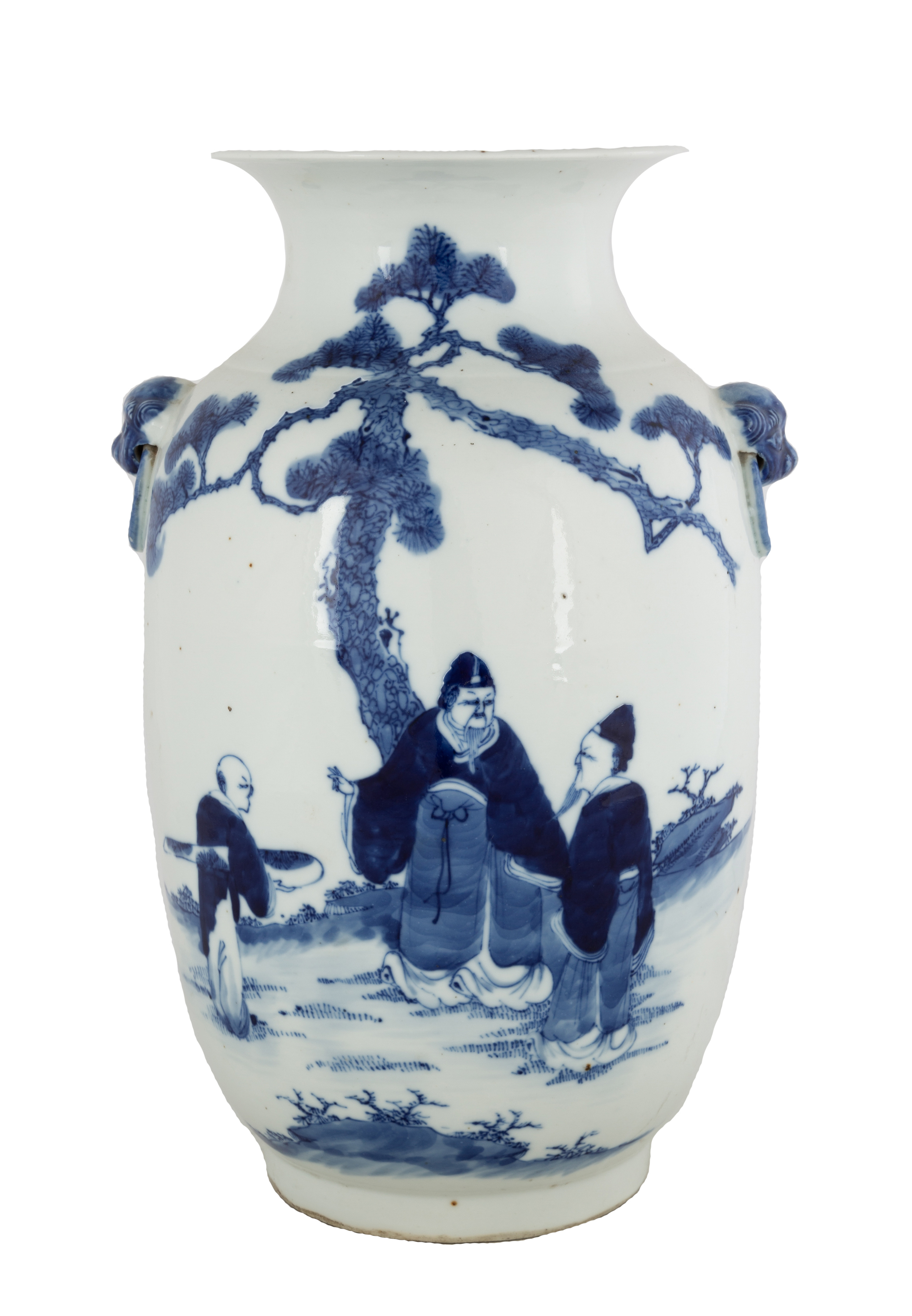 Appraisal: CHINESE BLUE WHITE PORCELAIN VASE Decorated with figures trees and