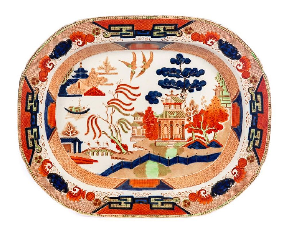 Appraisal: English Staffordshire Imari Platter English Staffordshire platter in the style