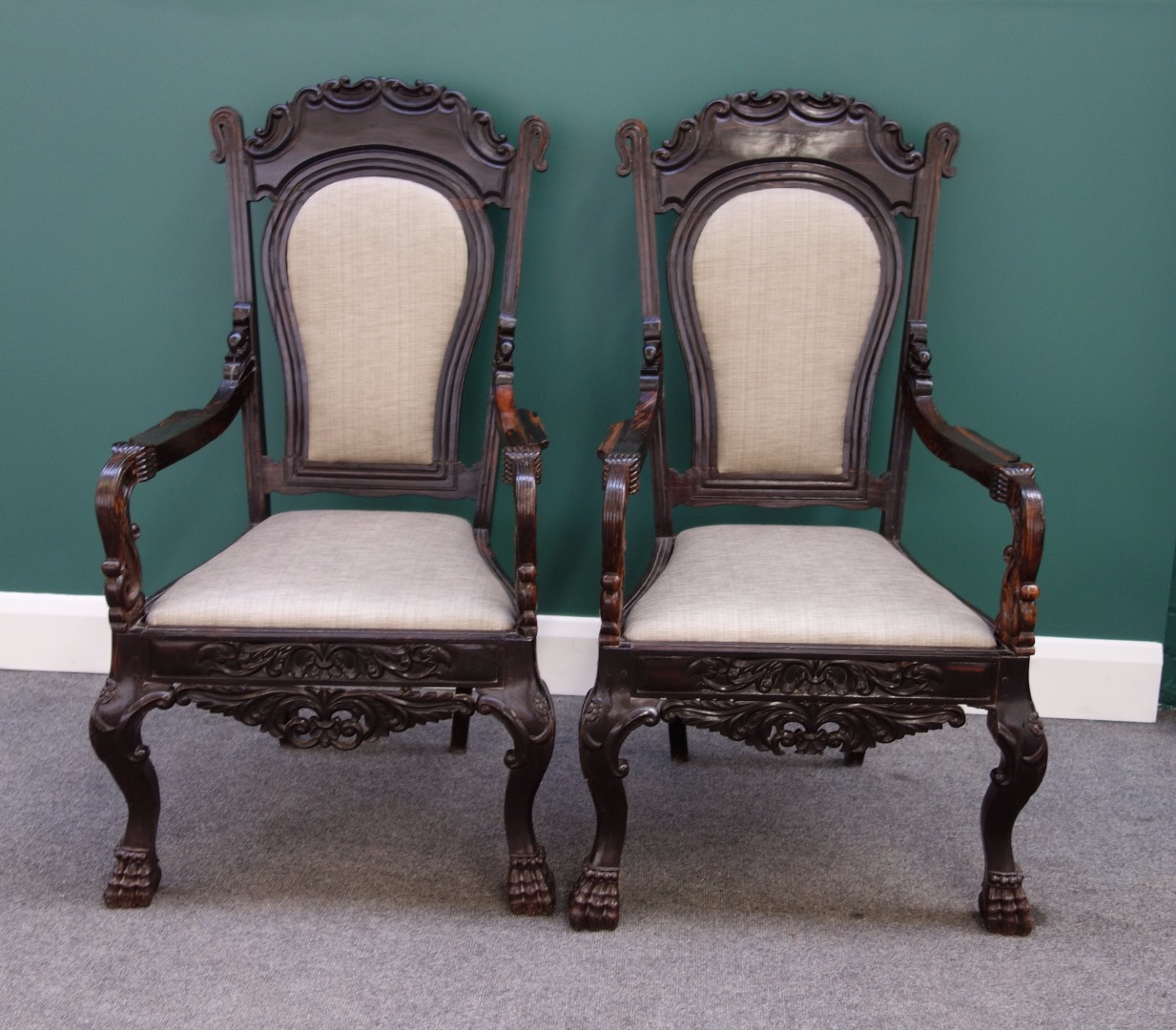 Appraisal: A pair of late th century Dutch Colonial ebony open