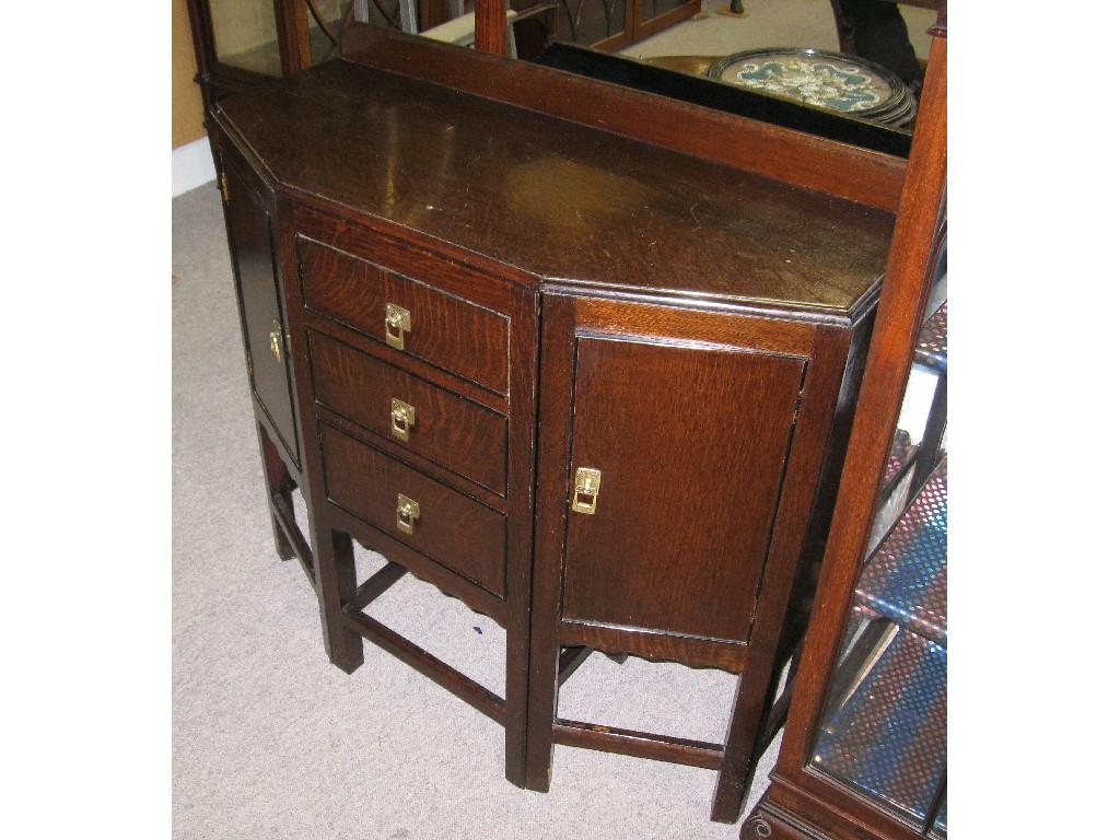 Appraisal: s oak hall cabinet with integral seat disguised as three