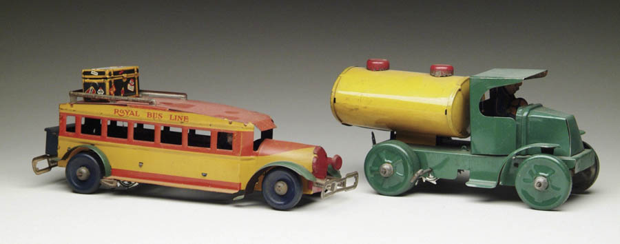 Appraisal: LOT OF TWO TRUCKS Includes a Marx Royal Bus Line