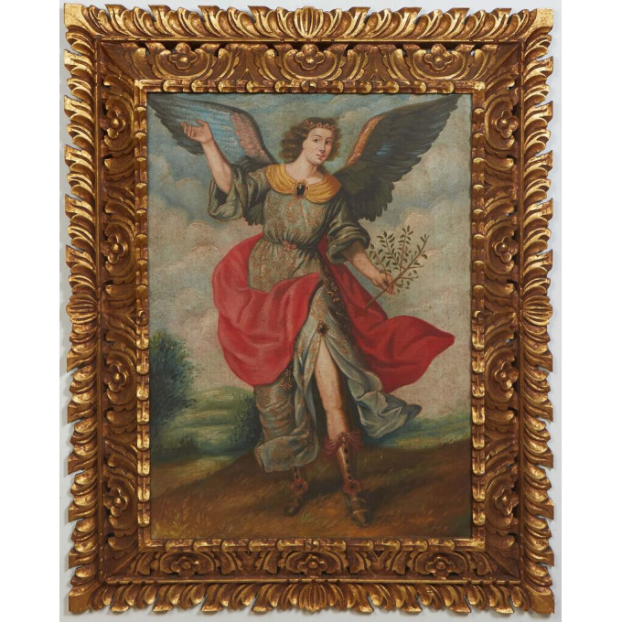 Appraisal: South American School Archangel Ariel early th c oil on