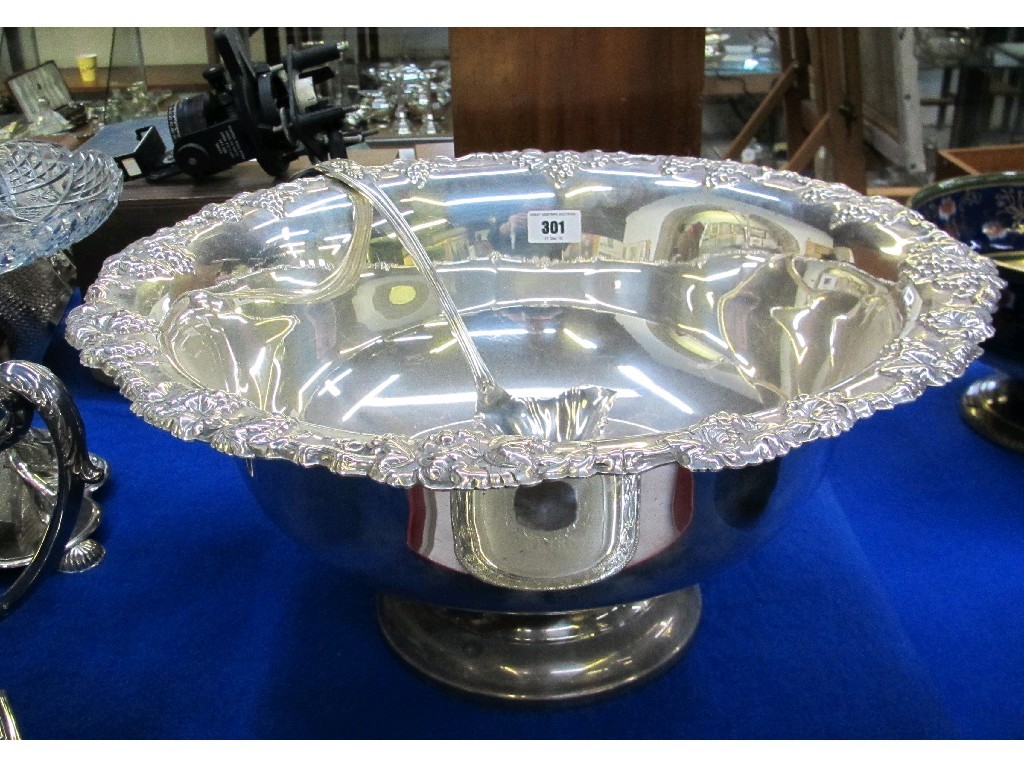 Appraisal: Large silver plates punch bowl with ladle