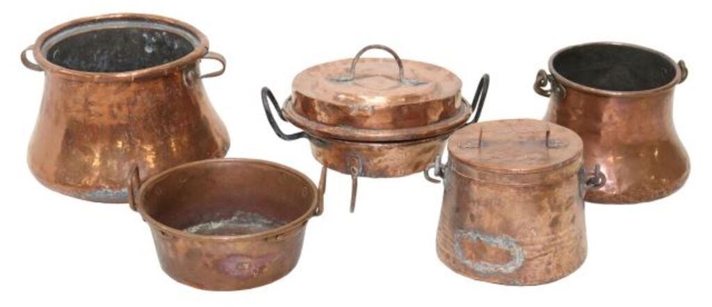 Appraisal: lot of French copper and metal kitchenwares including lidded pots