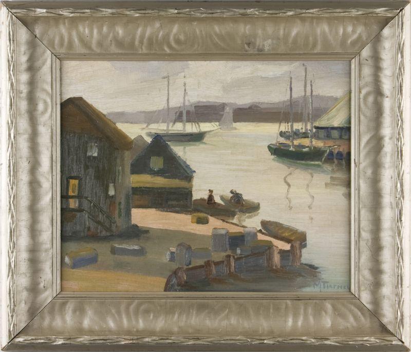 Appraisal: M Tierney American th c New England Harbor oil on