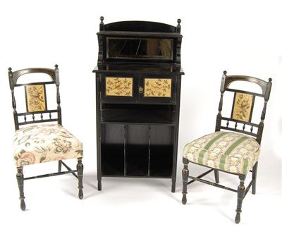 Appraisal: A Robson Sons Newcastle Aesthetic Movement cabinet and pair of