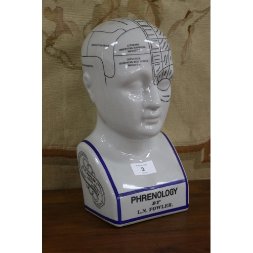 Appraisal: Decorative phrenology head by L N Fowler approx cm H