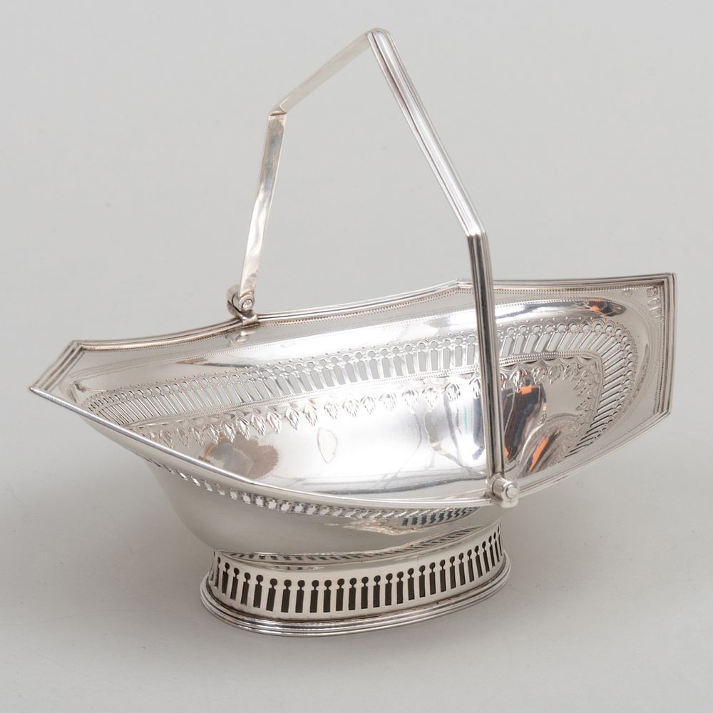 Appraisal: George III Silver Sweetmeat Basket with Swing Bale Handle Mark